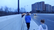 Walking over a bridge with the girls
